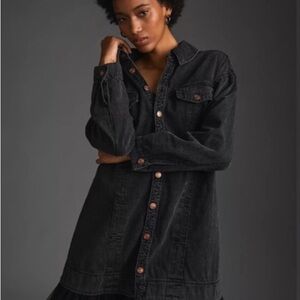 Black Denim Button-Up Dress
